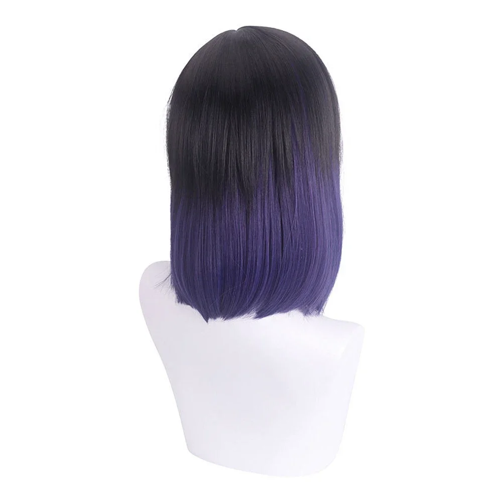 RANYU Genshin Impact Yelan Wigs Synthetic Short Straight Blue Purple Gradient Game Cosplay Hair Heat Resistant Wig For Party