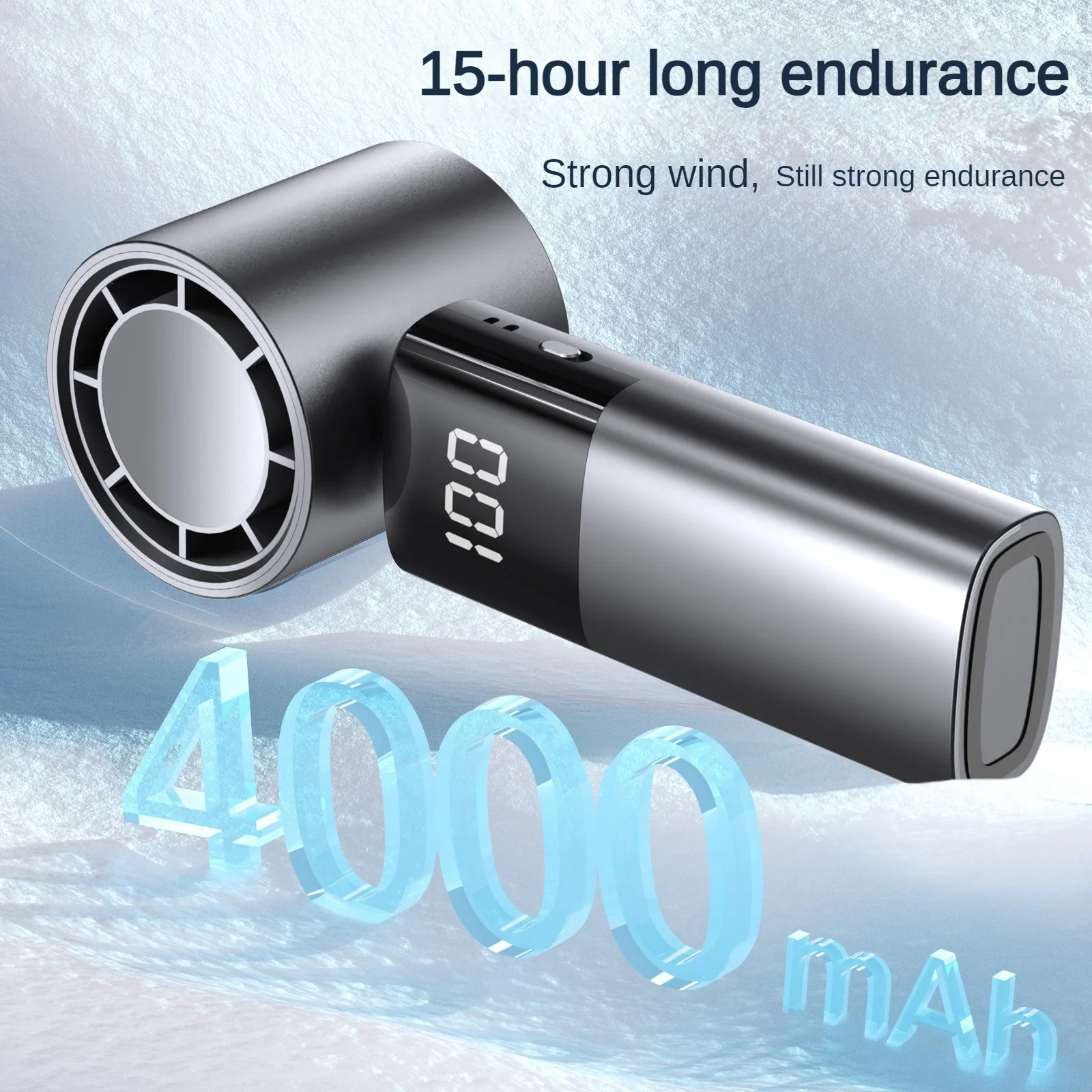 Handheld High-speed Fan 100-Gear Adjustable Portable Turbo Digital Display Mini Fan