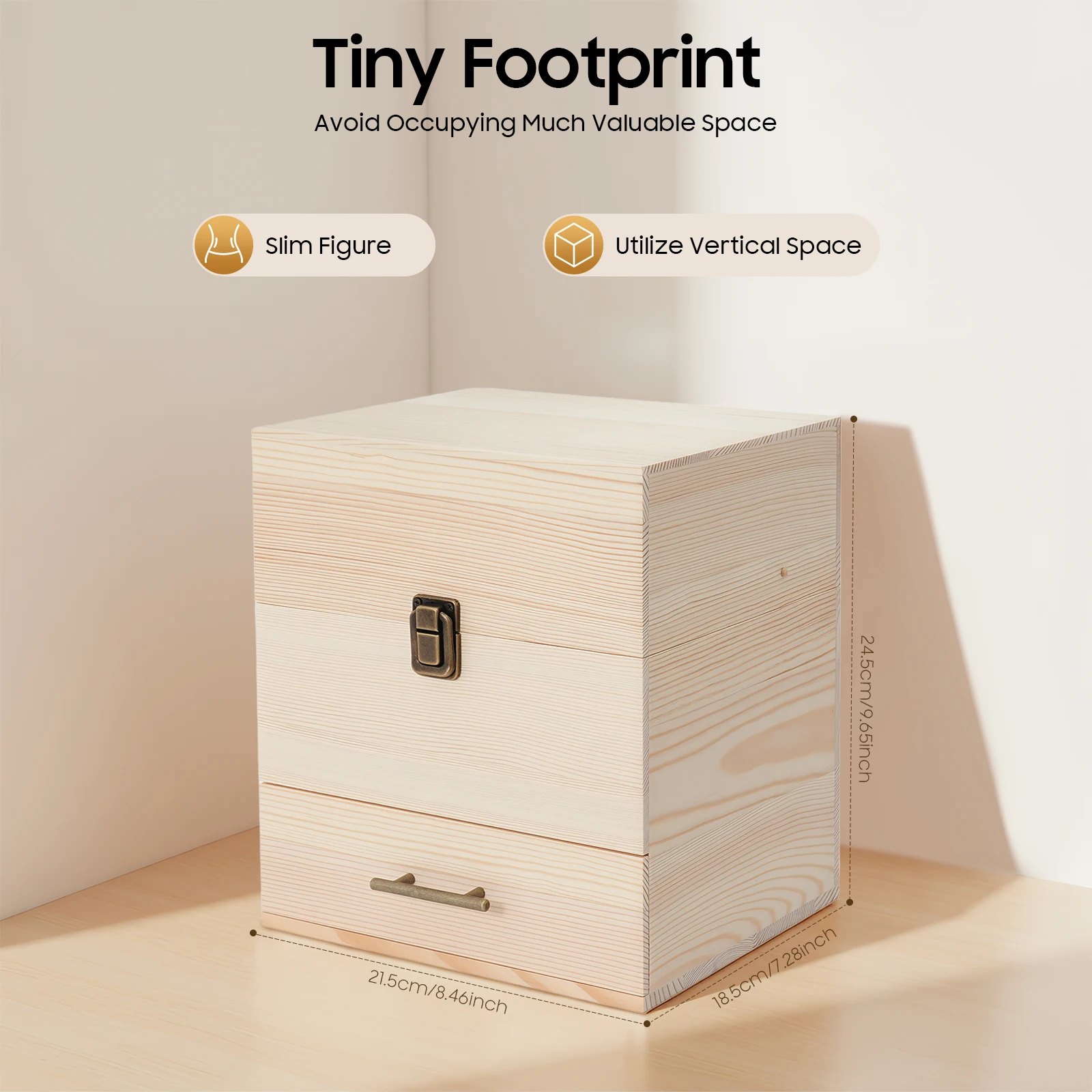 3 Tier 8.46*7.28 Inches Essential Oil Storage Organizer with 59 Slots and Latch Lock for 0.5 Oz and 0.3 Oz Roller Bottles