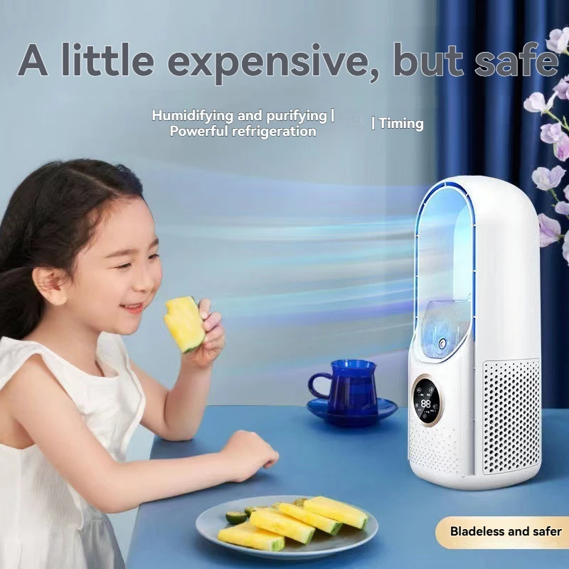 

Air Cooler Humidification Cooling USB Silent Timed Air Conditioning Fan Colorful Lights Night Light Led Screen 6 Wind Speed Gift