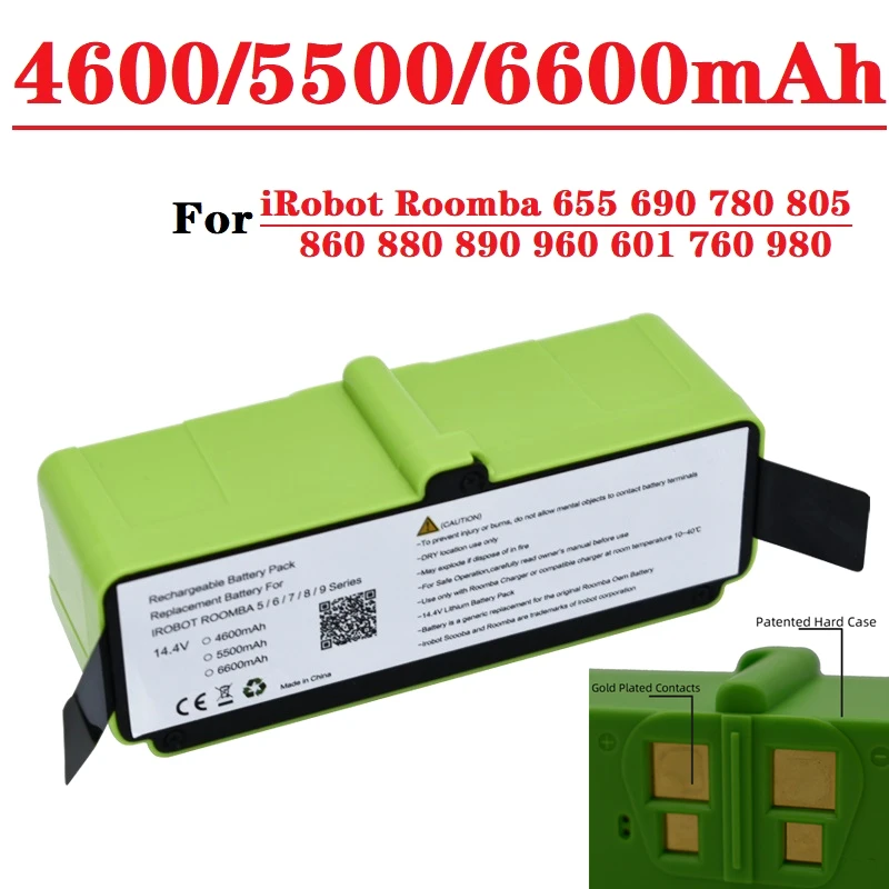 Original 14.4V 4600/5500/6600mAh Battery For iRobot Roomba 655 690 780 805 860 880 890 960 601 760 980 Sweeping Robot Battery