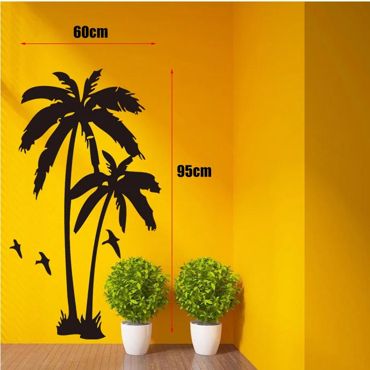 Home Decor Cool coconut palm Tree Mural Wall Stickers Wall Decals 3 Sizes