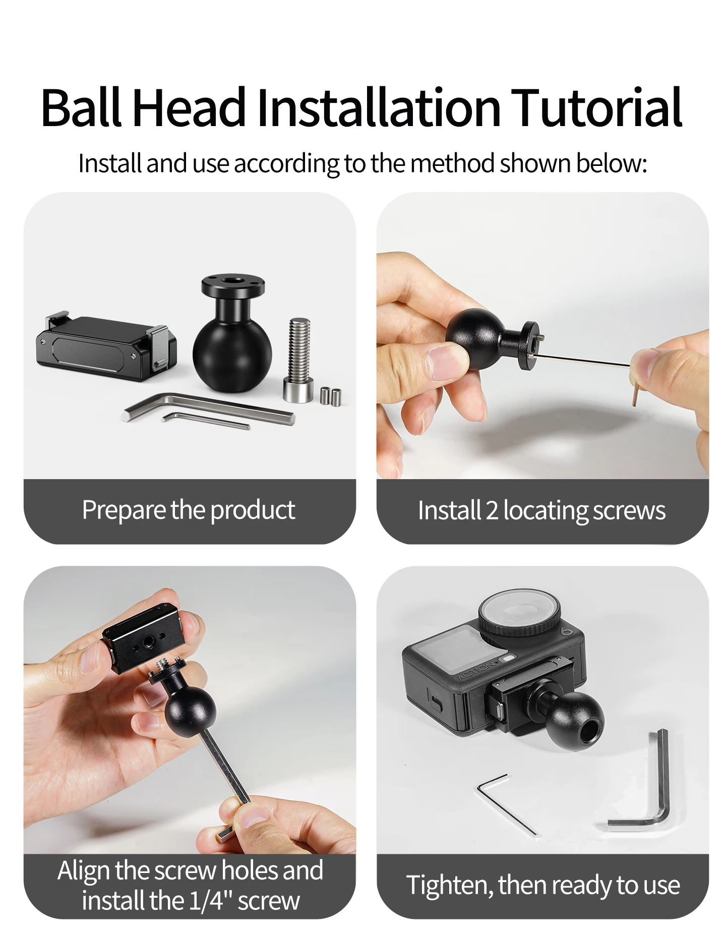 Magnetische Schnellverschluss-Klapphalterung mit zwei Klauen/1-Zoll-Kugelkopfadapterhalterung für DJI Osmo Action 6/Osmo Nano Kamera-Zubehör – Detail 17