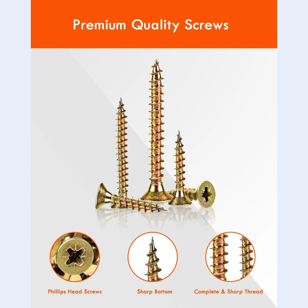 360 قطعة M3 M3.5 M4 عبر رئيس الألياف المسامير الخشب الأجهزة مسامير المجلفنة الذاتي التنصت مسامير خشب مجموعة GB/T 846-1985