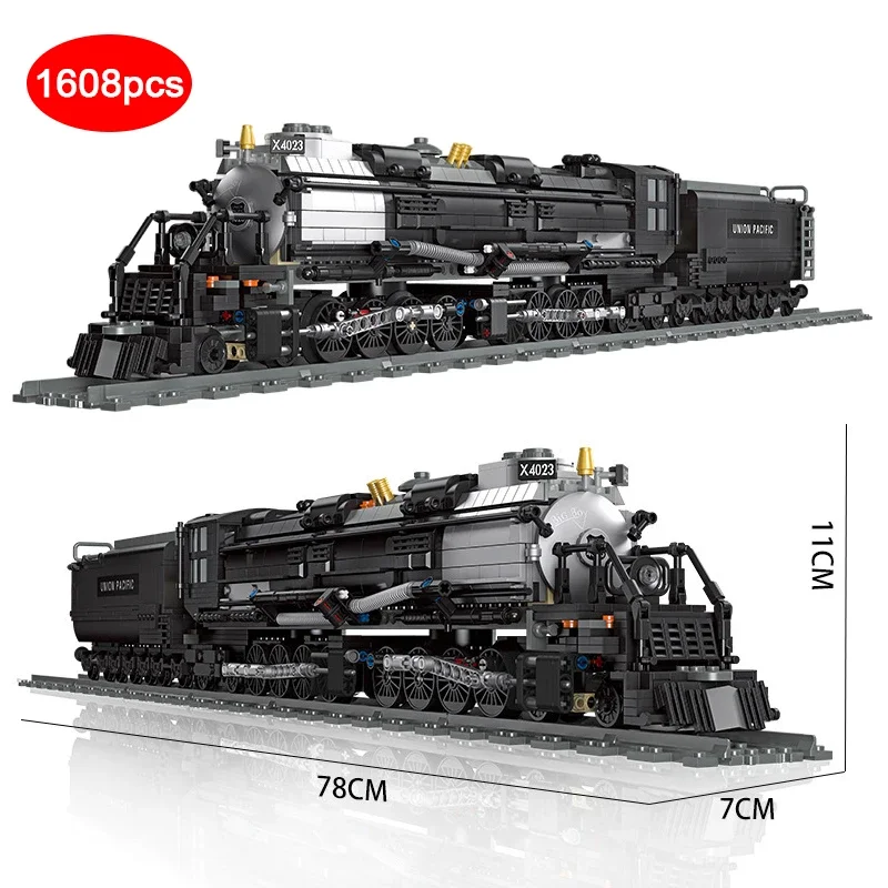 Bloques de construcción de la locomotora de vapor para niños, juguete técnico de construcción de tren de ferrocarril de ciudad, modelo grande de la Unión del Pacific, ideal para regalo