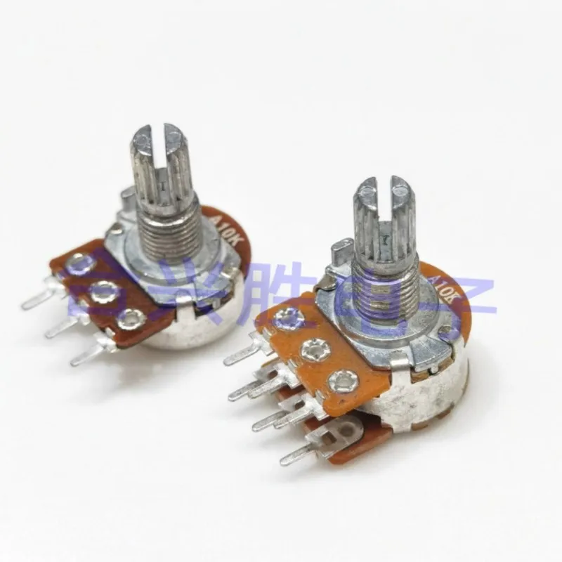 1PCS R201T06 Computer Speaker Bass Master Volume Potentiometer A10K 3Pin 6Pin Flower Shaft Length 15MM