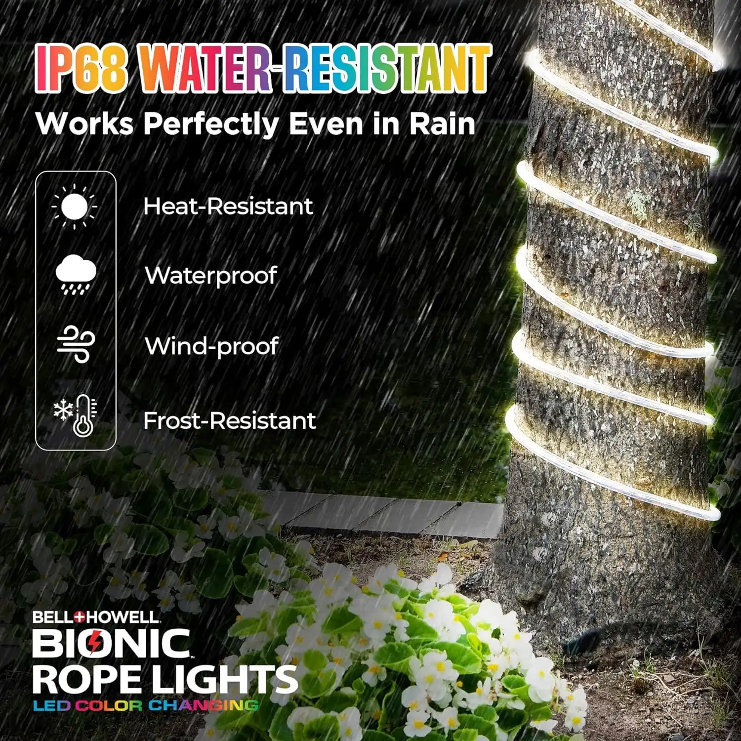 (2 pack) Rope Light Color Light Solar Rope Light Color Changing Light,Preset colors, modes, and effects.