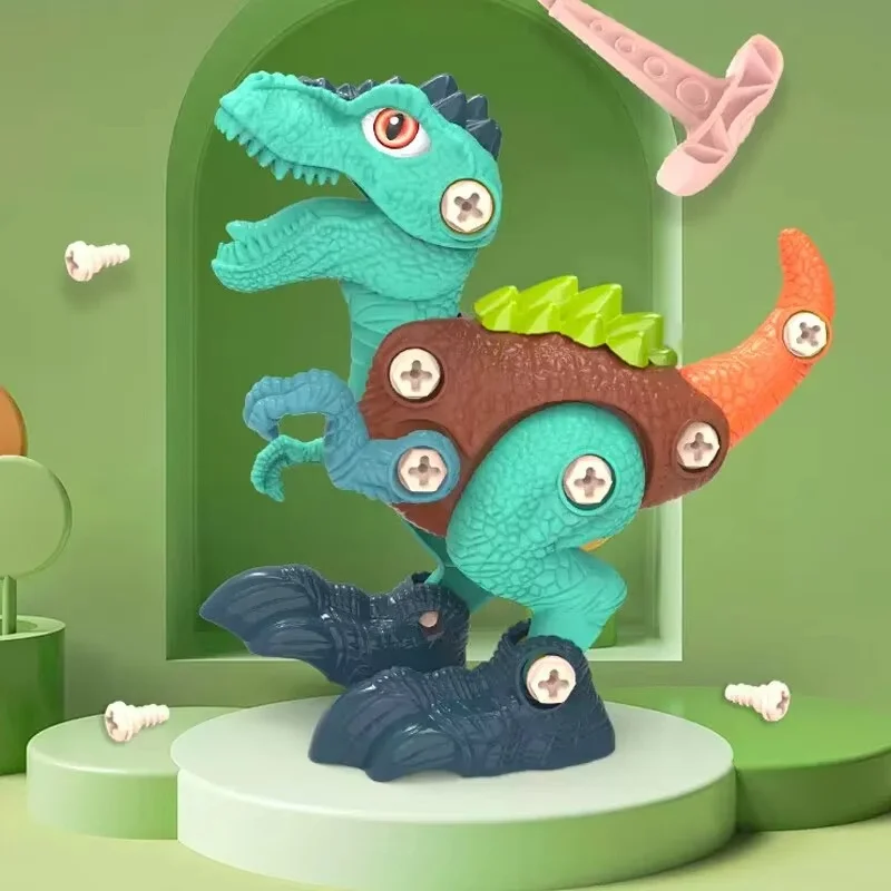 Jurassic Dinosaur Series DIY Screw Combination Tyrannosaurus Rex Triceratops Children Parent Child Interactive Blocks Toy Gift