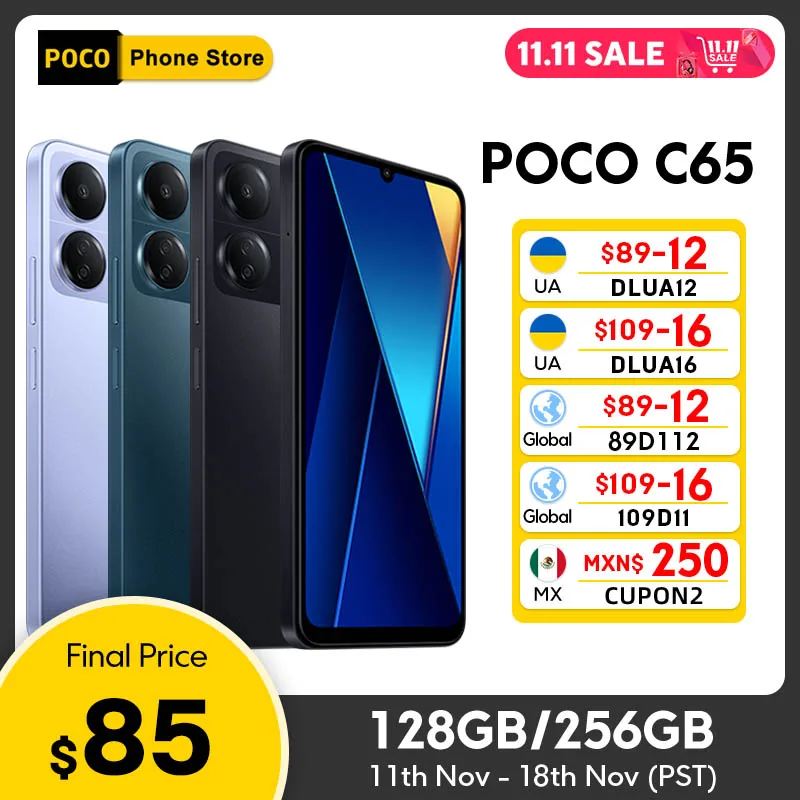 【World Premiere】POCO C65 Global Version 6GB 128GB/8GB 256GB MediaTek Helio G85 6.74