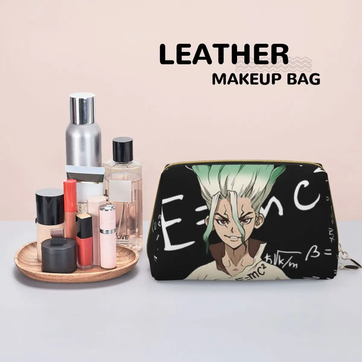 Senku Ishigami Dr Stone Apan Anime Women Cosmetic Bag Travel Makeup Organizer Pouch Toiletry Storage Dopp Kit Case