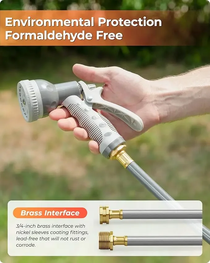 Retractable Garden Hose Reel,1/2 in x 100 ft Wall Mounted Hose Reel, with 9- Function Sprayer Nozzle