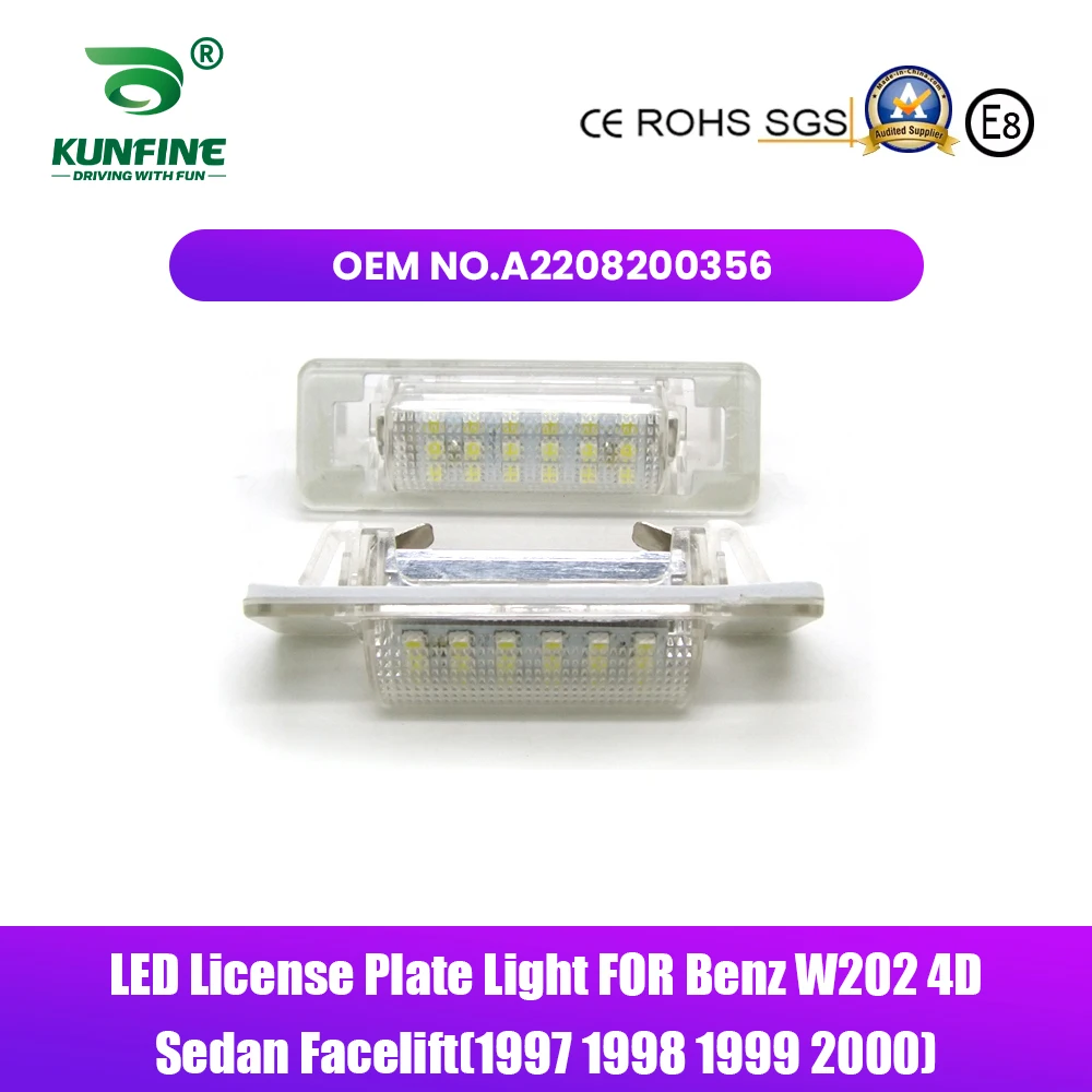 

2PCs Car LED Number License Plate Light LED License Lamp For Benz W202 4D Sedan Facelift 1997 1998 1999 2000 OEM No. A2208200356