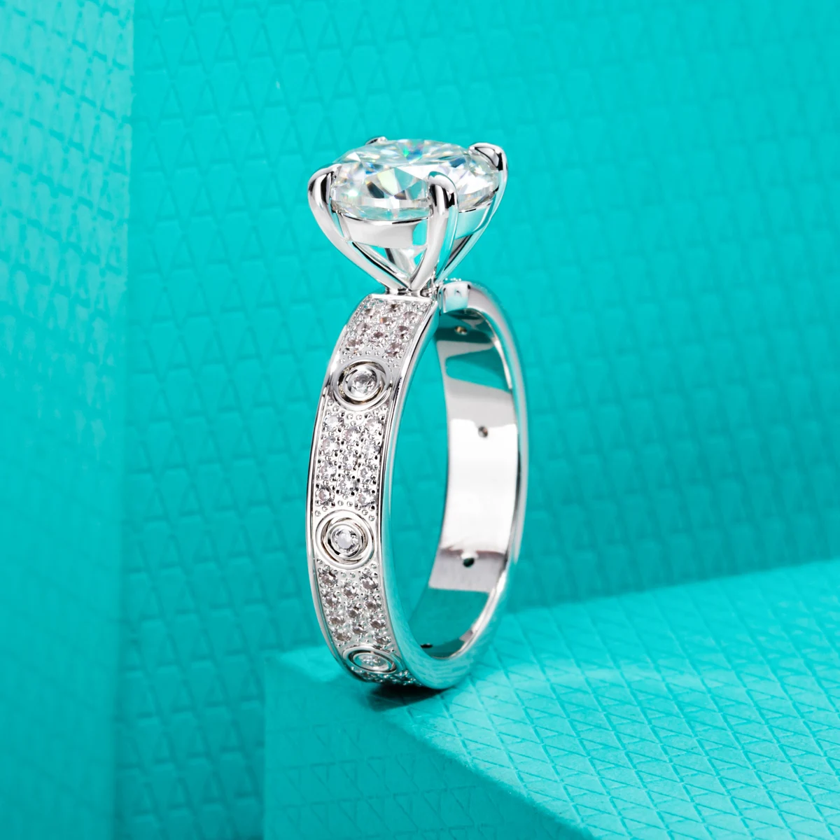 AnuJewel 3ct Ovaler Smaragd Princess Moissanit Verlobungsring 14k Vergoldeter Ehering Schmuckgeschenke für Frauen – Detail 7