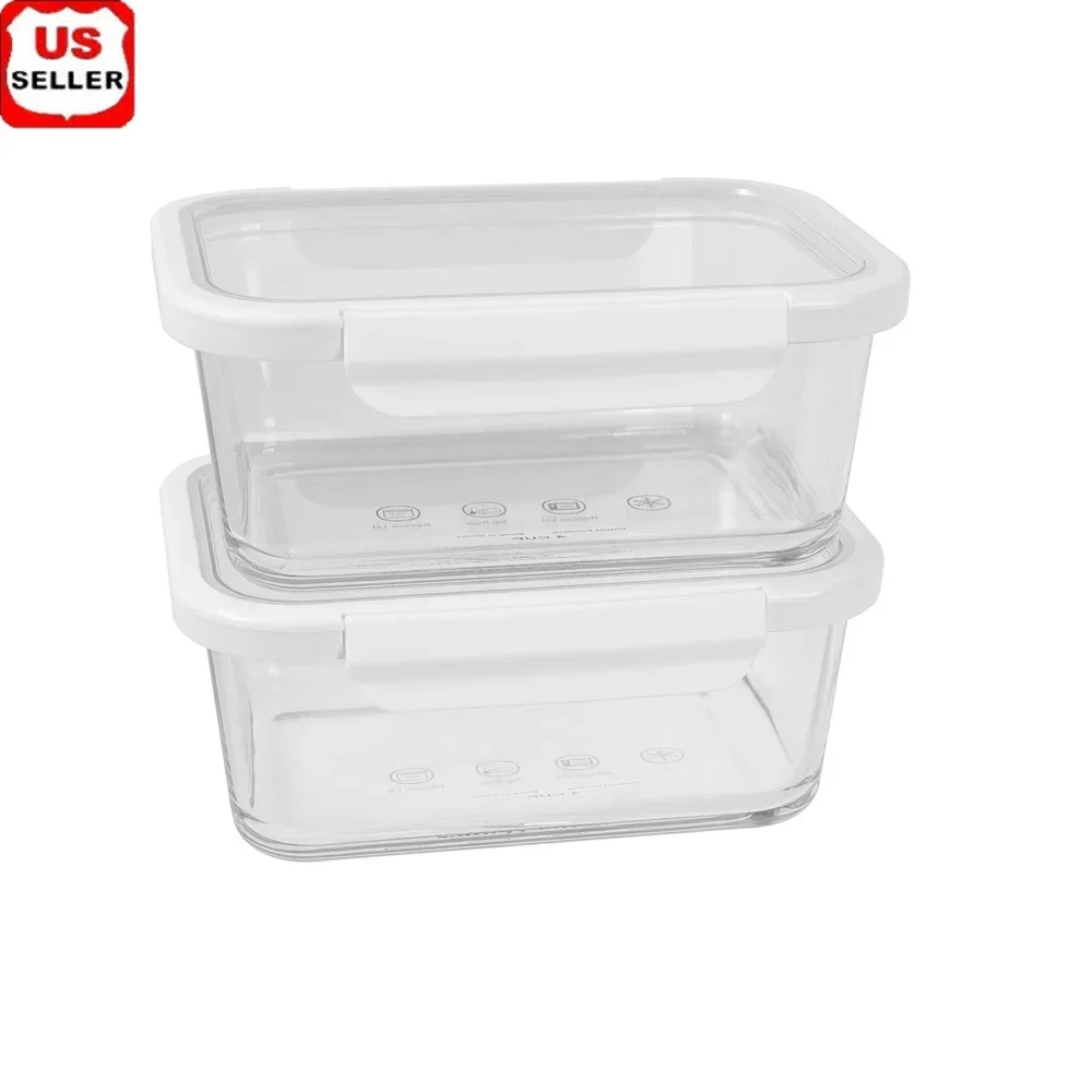 

4 шт. стеклянные контейнеры для хранения продуктов, герметичная крышка тритана, микроволновая печь, морозильная камера, можно мыть в посудомоечной машине, не содержит BPA