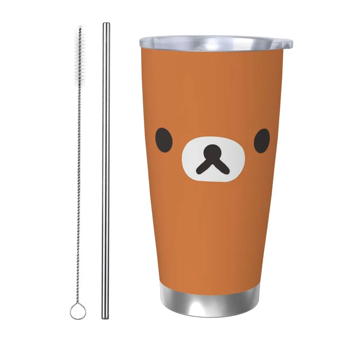 

Стакан из нержавеющей стали Rilakkuma Bear Face, кружка с вакуумной изоляцией, термохолодные чашки, соломинка с крышкой, 20 унций