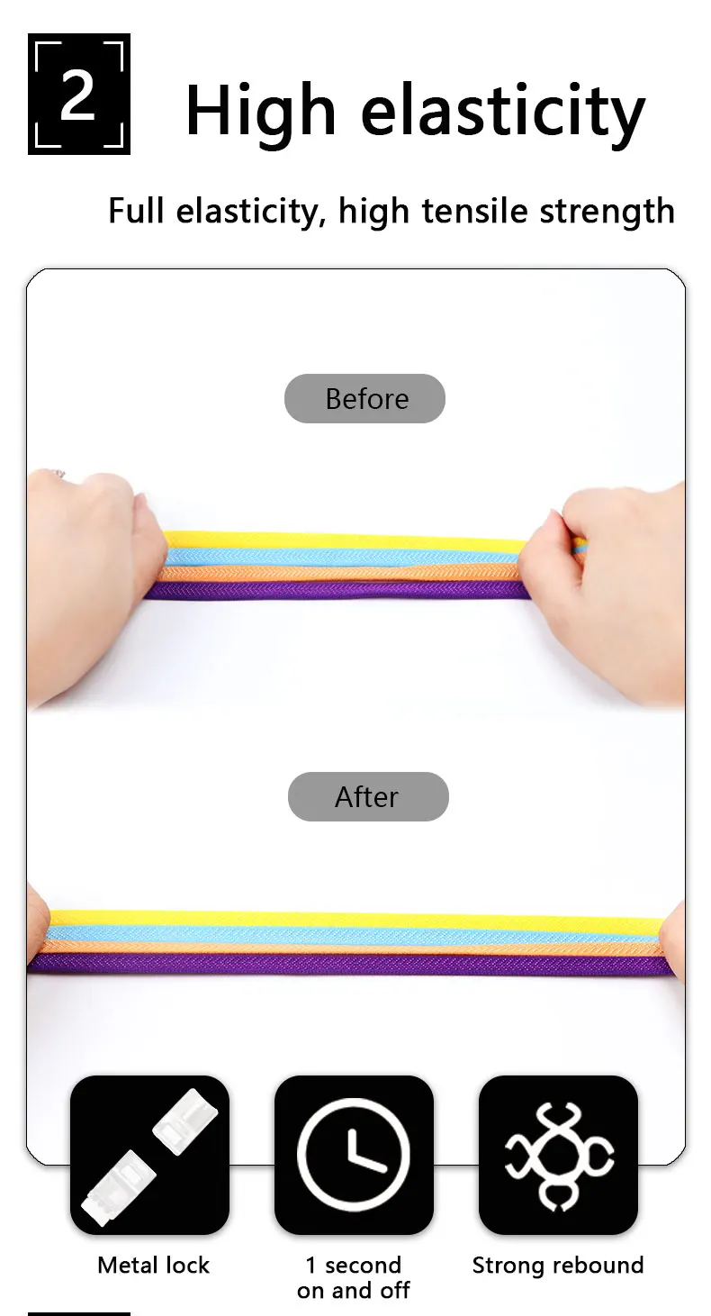 Schnürsenkel ohne Krawatte, magnetische Schnürsenkel, Clip ohne Krawatten, Schnürsenkel, flache elastische Schnürsenkel für Turnschuhe, Gummischnürsenkel, Stretch-Schnürsenkel – Detail 4