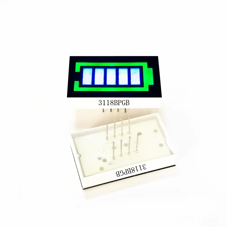 10Pcs 5Bit Bright Red Blue Green Light Battery Level Light Bar Display Module KYX-3118BS 8Pin 30.8*17.8*6MM LED Digitron