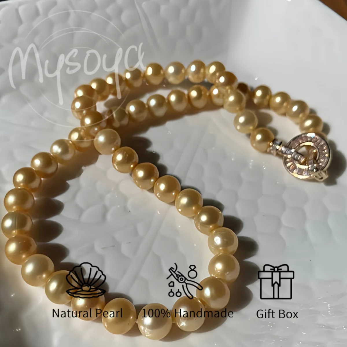 

MYSOYA 7-8/8-9mm South Sea Pearl Necklace For Women And Men With Gift Box Perfect Gift For Wedding Birthday Christmas New Year