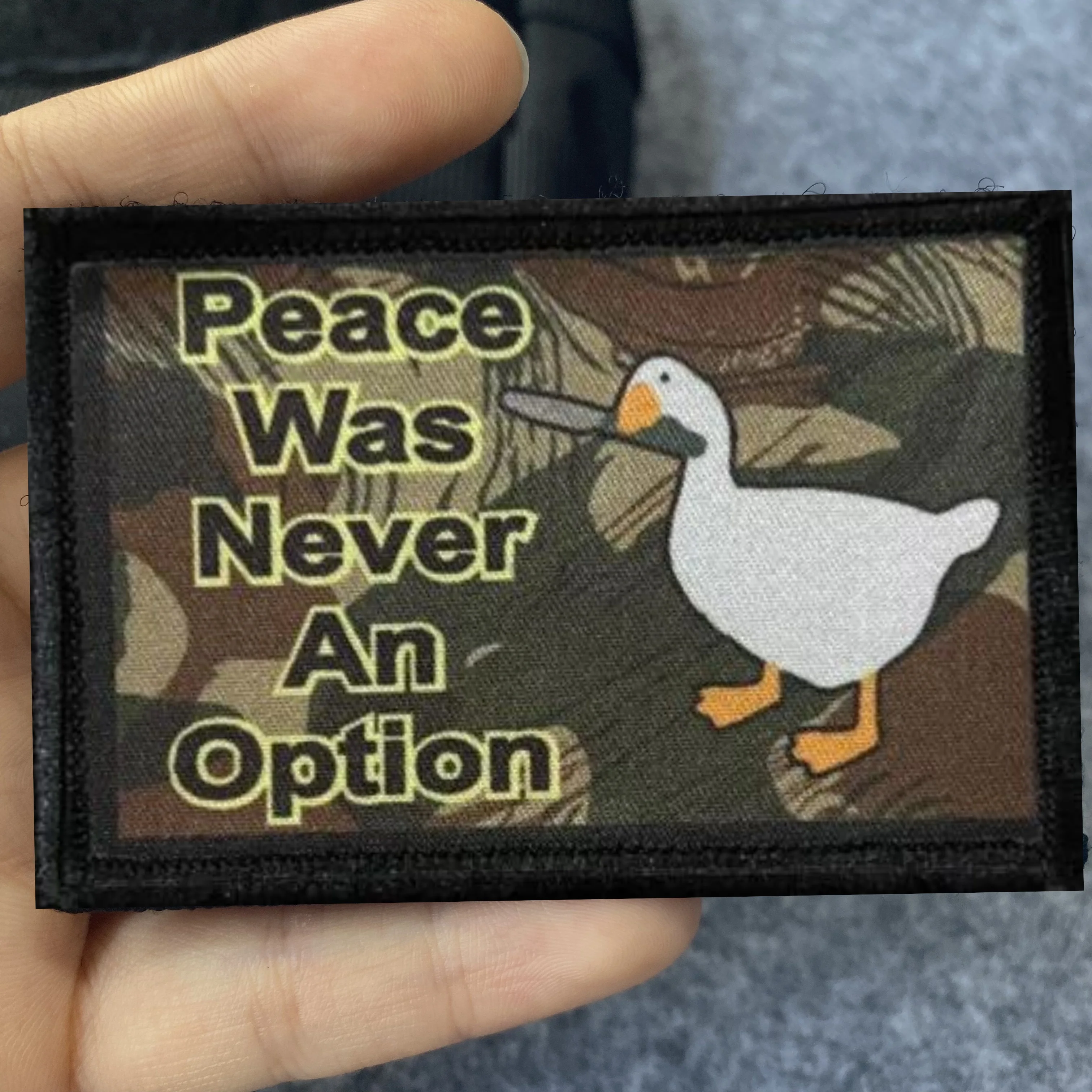 I Choose Violence Angry Little Yellow Duck Embroidered Hook and Loop Cloth Patches Tactical Frog with Knife and Goose Stickers