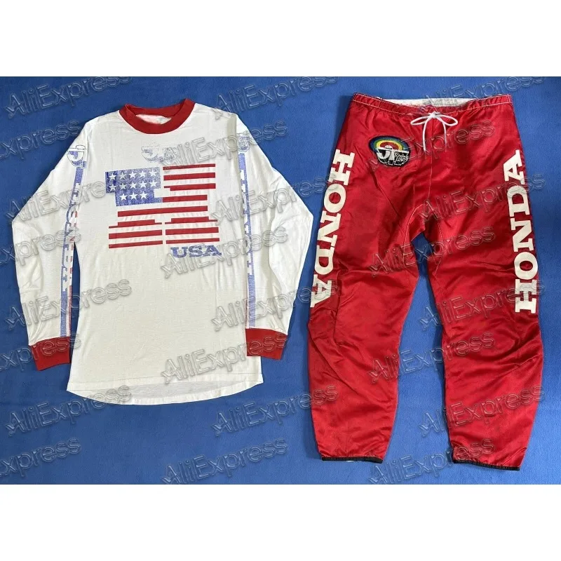 

Высокопроизводительные брюки для мотокросса с длинными рукавами и брюками Honda, быстросохнущие, дышащие, для внедорожников и горных велосипедистов, трикотаж