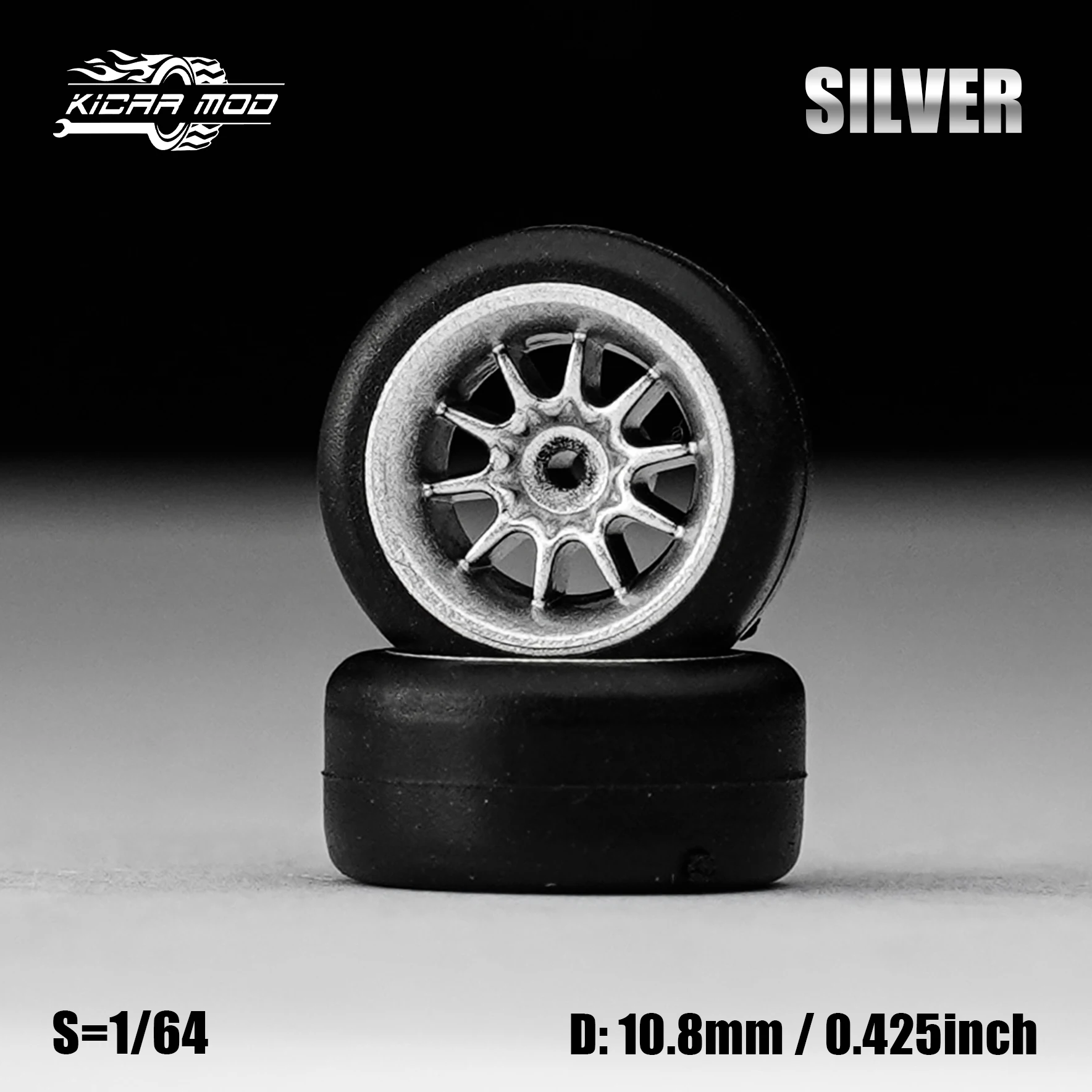 1/64 Modellauto Silber & Graue Räder mit festen Gummireifen, inklusive Nieten für Diecast-Modellautos – Detail 13