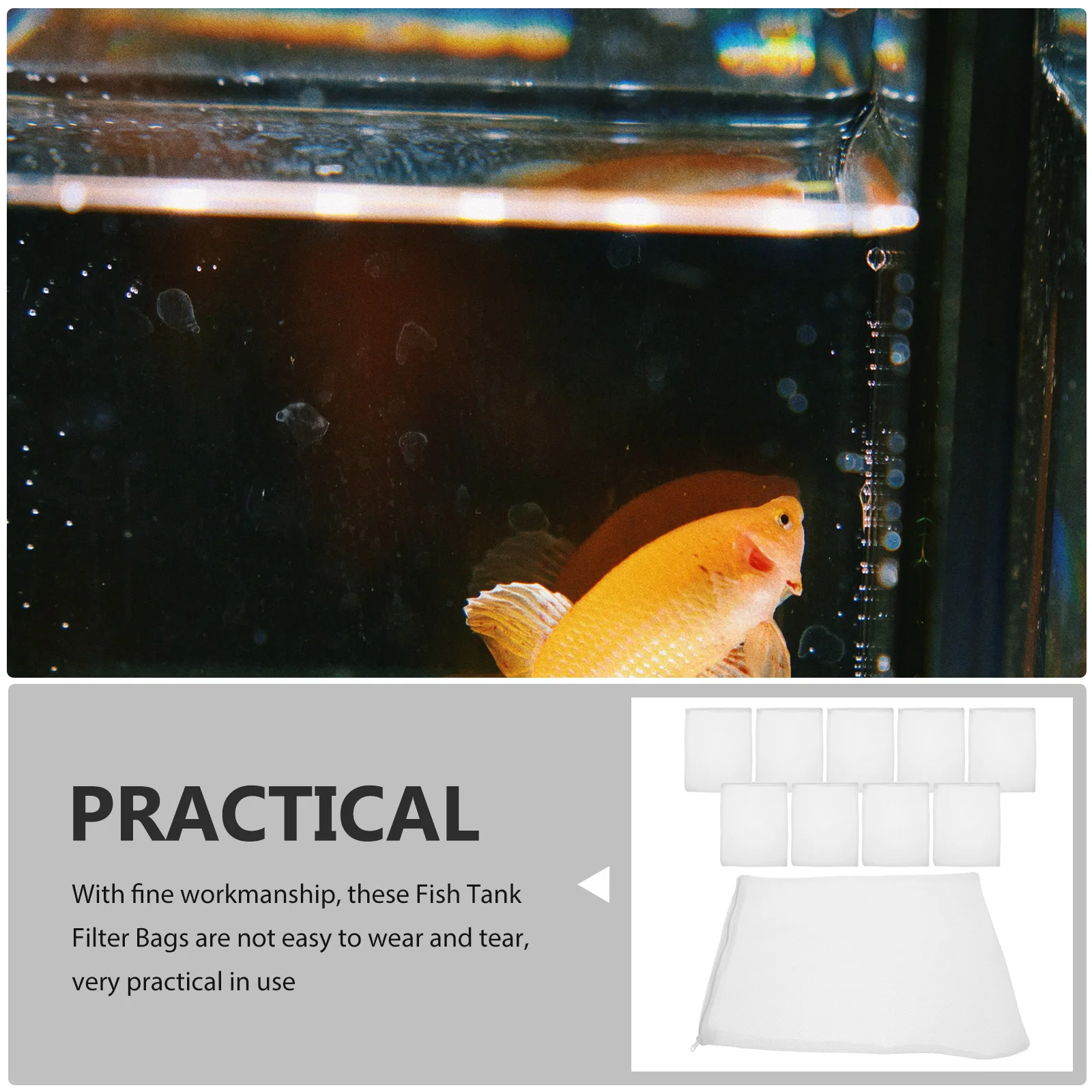 

10pcs Filter Pouch Fish Tank Polyester Mesh Bag Aquarium Filtration Zipper Filter Bag Replacement Media Strainer Fish Tank