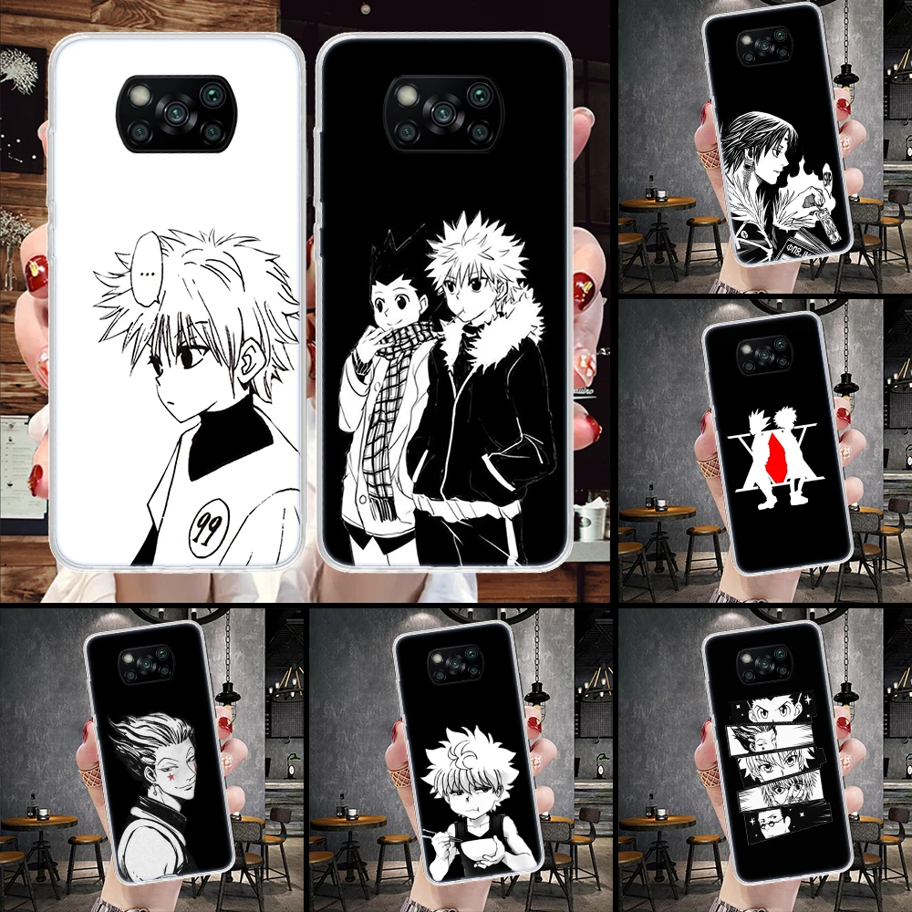 Black White Hunter HXH Phone Case For Xiaomi Poco X6 X5 X4 X3 Nfc F6 F5 Pro F4 F3 M5S M5 M4 M3 M2 F2 F1 Cover Coque Shell X3 Nfc