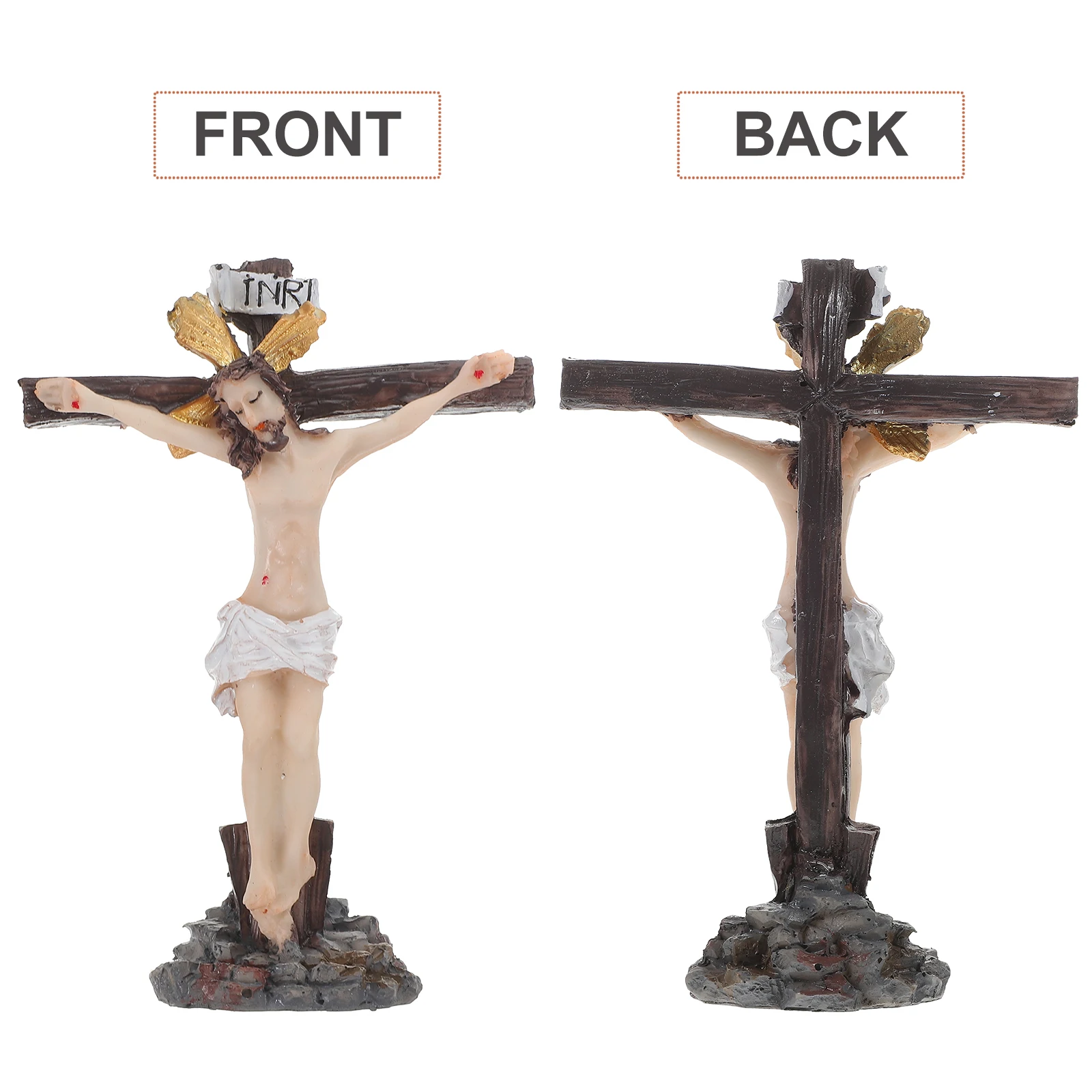 

2pcs Jesus Carry Cross Statue Home Catholic Gifts Shelf Living Room Decor Desktop Jesus Small Statue Housewarming Wedding Gift
