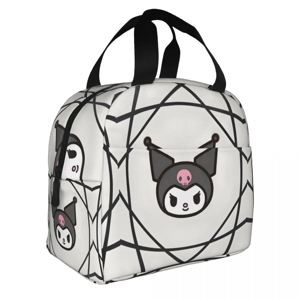 Thermal Food Container Kuromi Sanrio Spiral Print Durable Waterproof Sanrio Picnic Hand Bag Office Staff