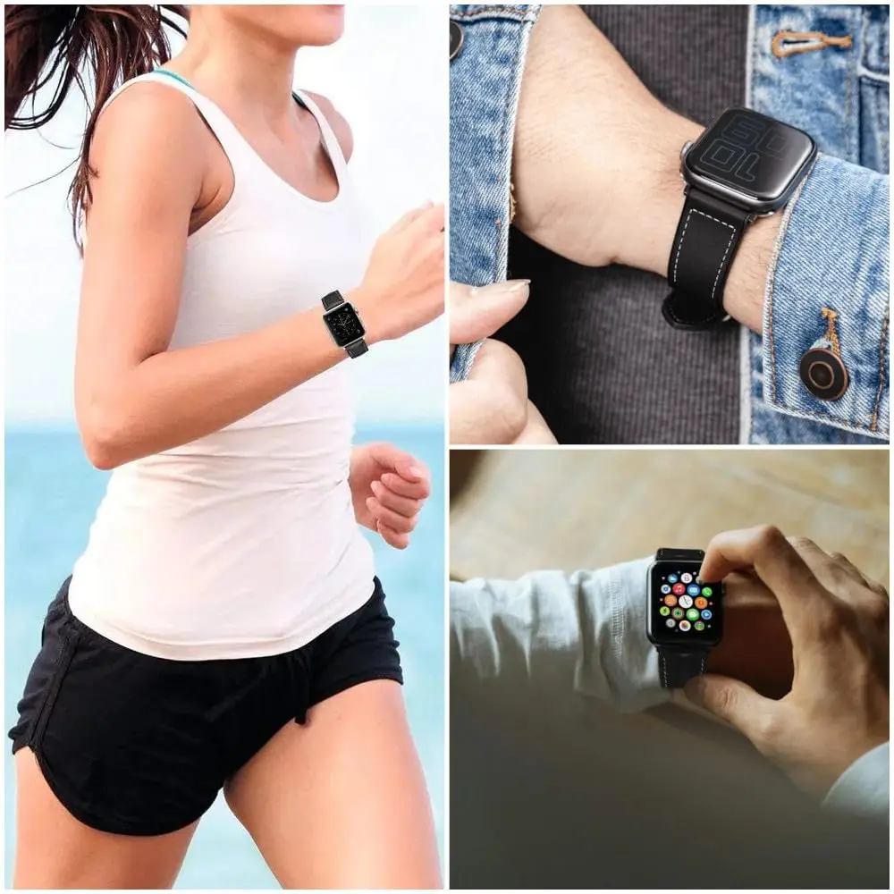 حزام لساعة أبل سلسلة 9 8 41 مللي متر 45 مللي متر 42 مللي متر 46 مللي متر 38 مللي متر جلد طبيعي سيليكون الفرقة ل iWatch الترا 2 49 مللي متر 5 7 6 أساور #6