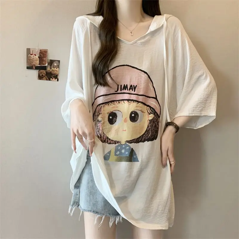 Women Summer Fashion Loose Large Size Appear Thin Cartoon O-neck Short Sleeve T-Shirt Women Clothes Casual All-match Top Tee