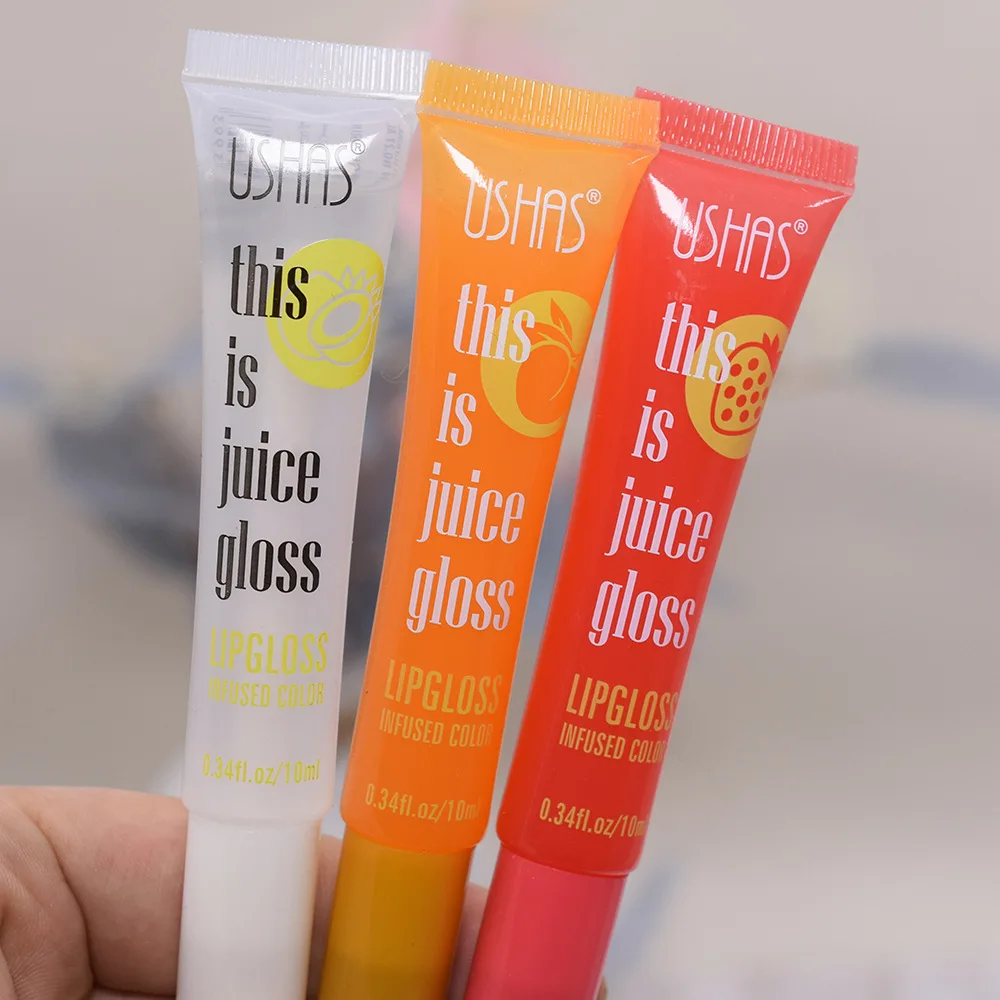 【24pcs Wholesale】Juice Lipgloss 6 Different Fruit Flavored Lip Gloss Moisturizes and Softens Texture Lip Glaze Light Makeup