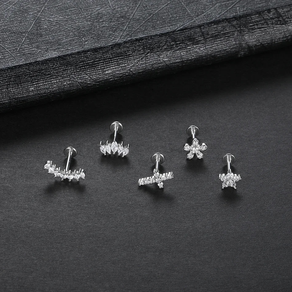 1pc Blume Tragus Piercing Ohr stecker Innengewinde 316l chirurgischen Stahl Labret Monroe Knorpel Helix Ohrschmuck – Detail 9