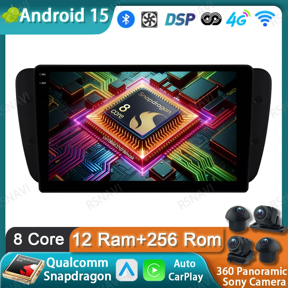 

Автомобильный радиоприемник Android 15 для Seat Ibiza MK4 6J 2008-2015 GPS Qualcomm DVD Viedo Player BT DSP Стерео авторадио QLED 5G WIFI 4G LTE