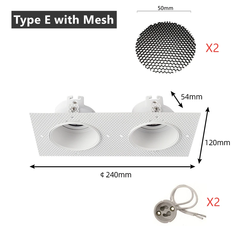 DL013 Trimless Pleisterwerk LED Downlight Beugel Verstelbare Inbouw Plafondspot Frame Socket GU10/MR16 Lamphouder Fitting