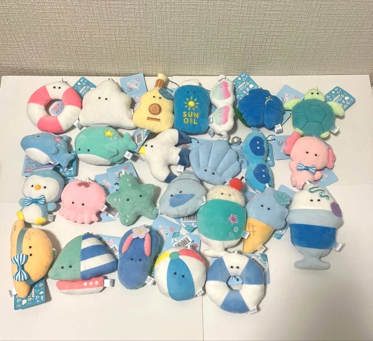 Yell 9.5cm plush Marine round eyes 25 Types cute seagull axolotl ice cream sailboat turtle sun oil soft stuffed toys pendant