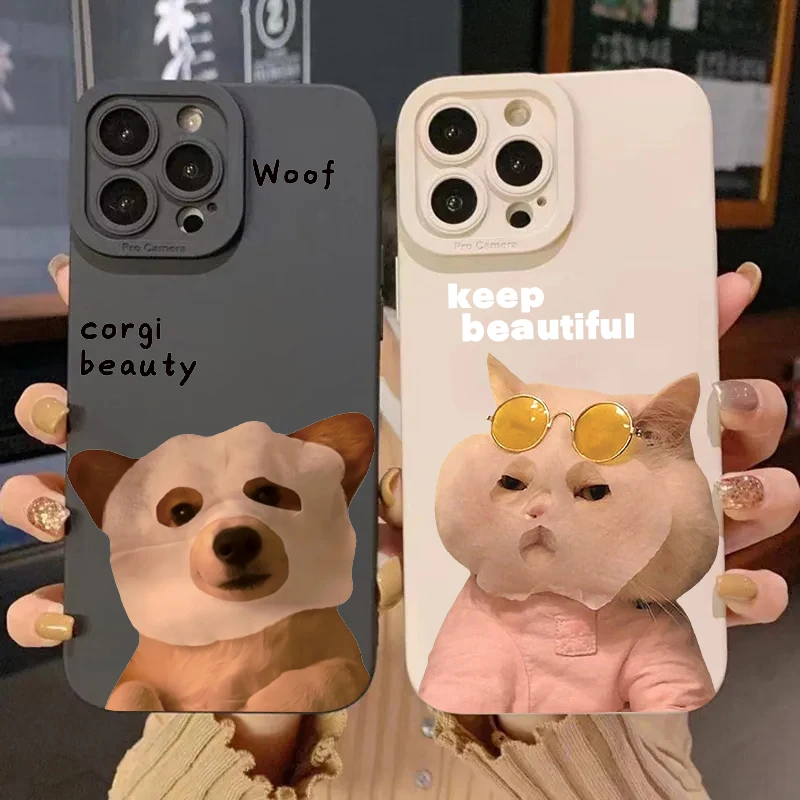 Beauty Pet Dog Cat Silicone Phone Case For iPhone 11 12 13 14 15 16 Pro Max 13 mini X XR XS Max 7 8 Plus SE 2020 TPU Soft Cover