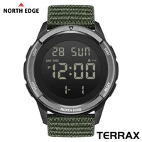 NORTH EDGE, nuevos relojes militares digitales TERRAX para hombres, deportes al aire libre, natación, cronómetro resistente al agua de 50M, reloj de cuenta atrás para hombres