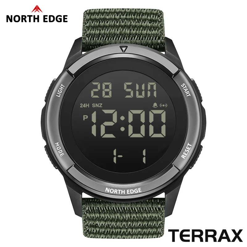 NORTH EDGE NEW TERRAX Men's Digital Military Watches Outdoor Sports Swimming Waterproof 50M Stopwatch Countdown Watch For Men