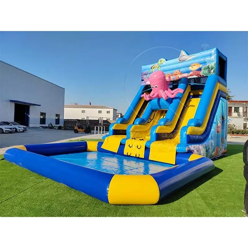 

Popular Octopus Aqua Park Inflatable Water Slides with Detachable Pool Colorful Inflatable Jumping Castle Water Slides