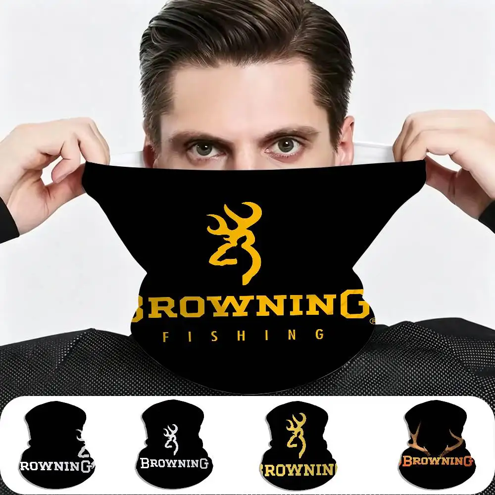 B-Browning Logo Comfortable Breathable Neck Tube UV Protection Face Mask for Motorcycle Cycling Travel