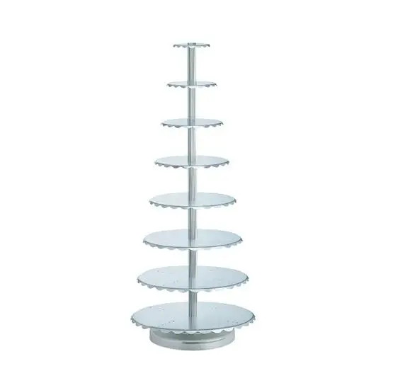 V365 Aluminum Alloy Anodized 8 Tiers Medium Pillar Wedding Cake Stand