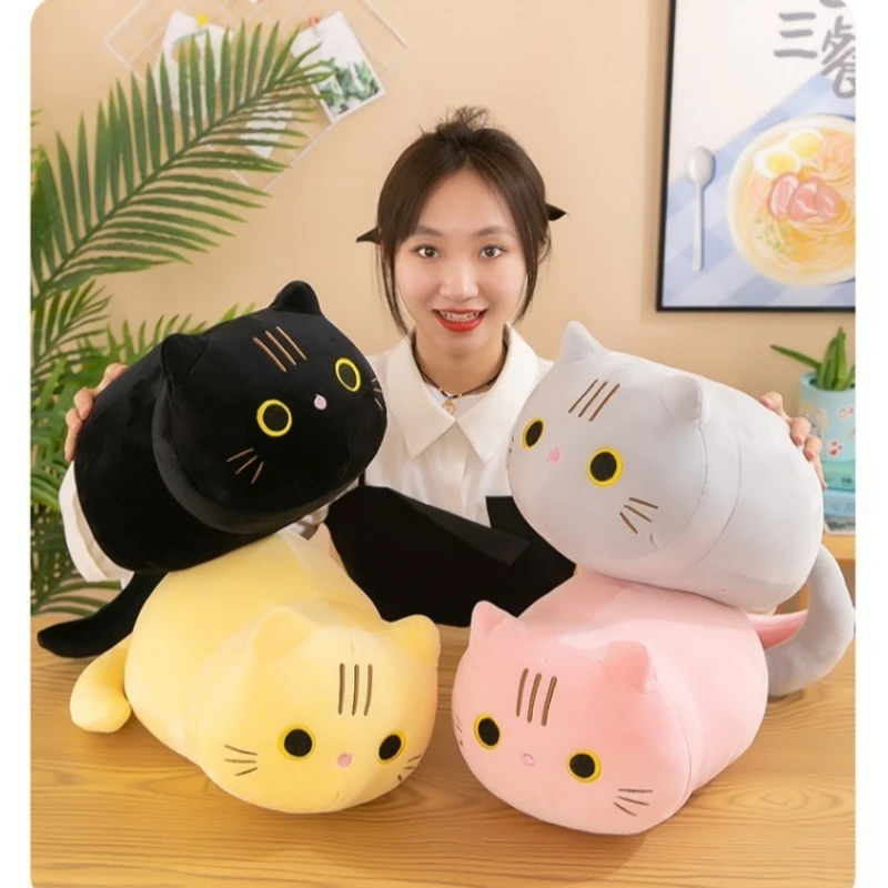 Cute Soft Cat Plush Toy Sleeping Pillow Rag Doll Soft Cat Plush Doll