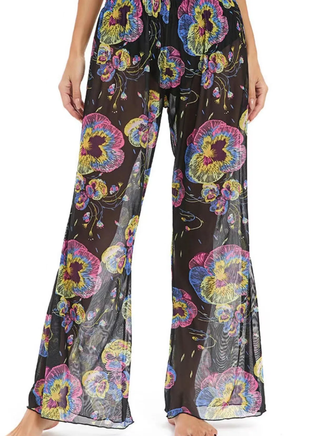 Nuevas mujeres malla volantes Trim cubrir pantalones playa cubrir cubrir Ups para traje de baño playa pantalones con volantes 2026 pantalones de verano