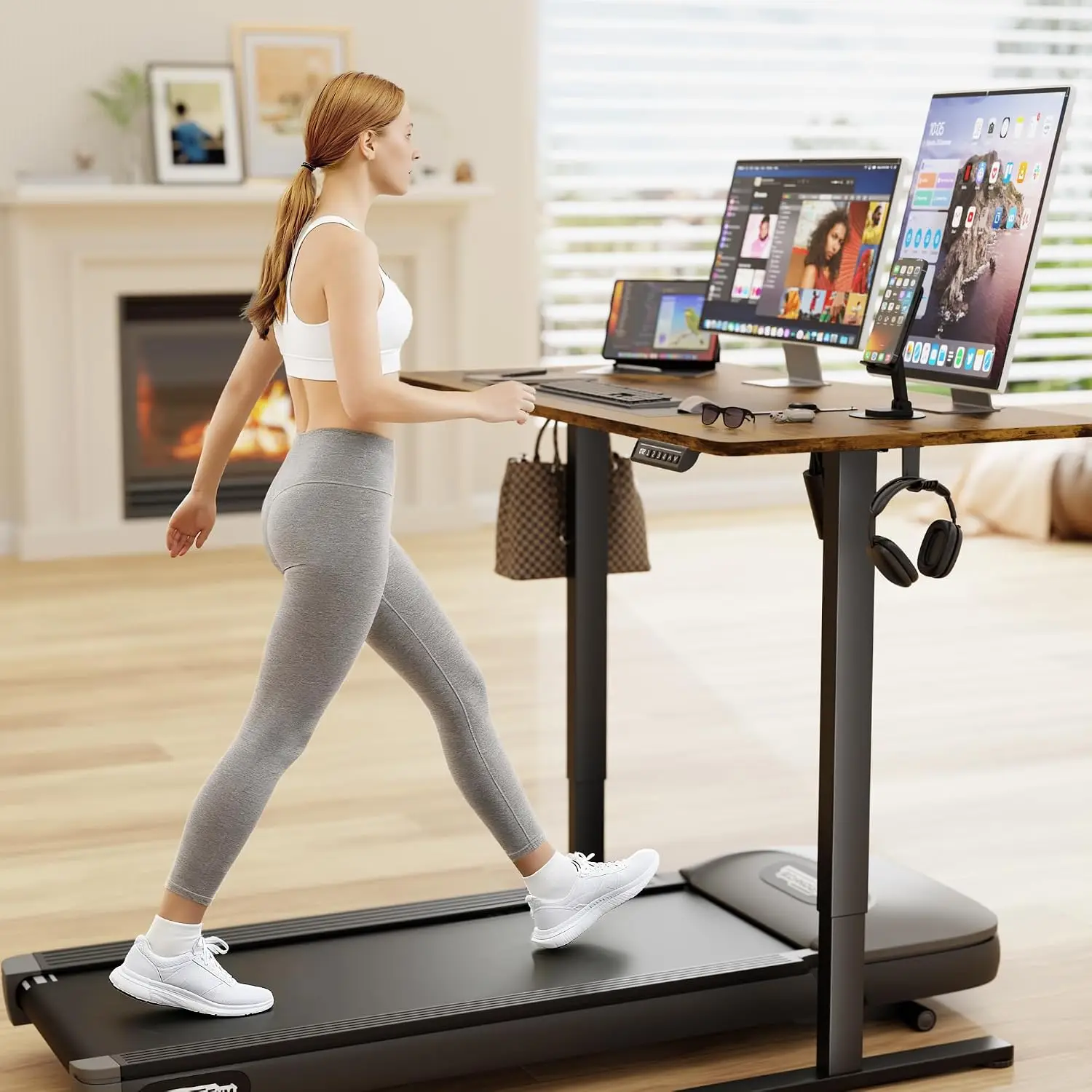 45 Inch Electric Standing Desk with Phone Holder, Height Adjustable Sit Stand Desk 4 Settings 2 Memory Buttons,Customized
