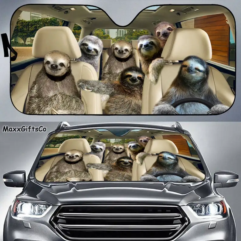 

Sloth Car Sun Shade, Sloth Windshield, Sloth Family Sunshade, Sloth Car Accessories, Sloth Lovers Gift, Sloth Car Decoration