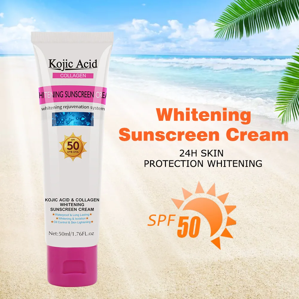 Kojic Acid Skin Care Facial Sunscreen Cream Spf 50 Max 40g Oil Free Radical Scavenger Anti Oxidant UVA/UVB Facial Sunscreen