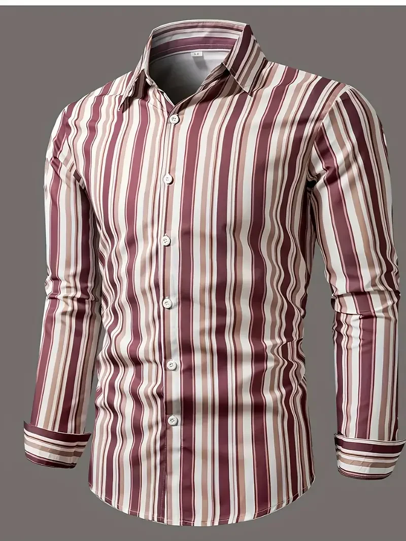 Chemise rayée boutonnée à manches longues pour hommes, design classique, occasions d'affaires, printemps, automne, médicaments