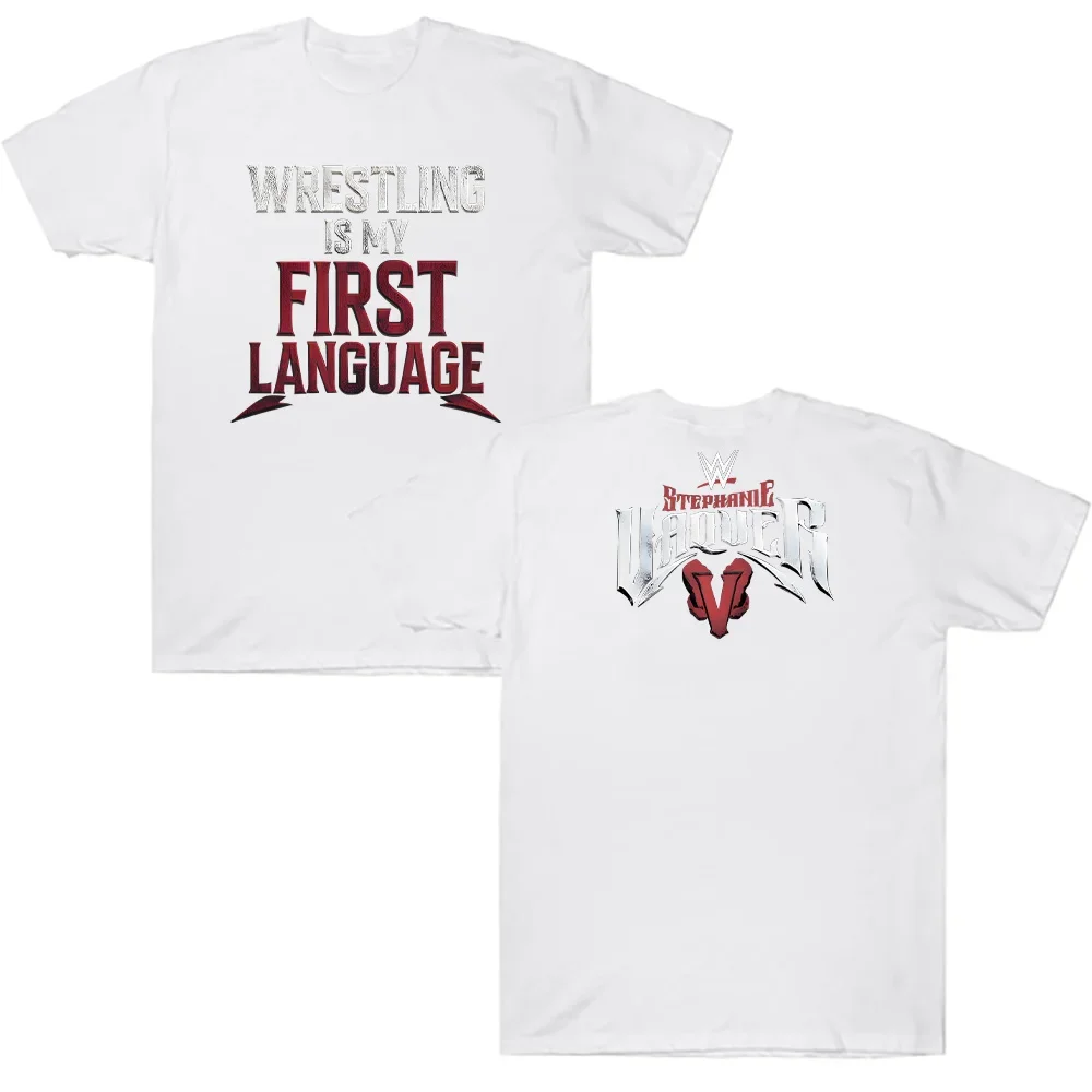 الصيف الرجال ستيفاني فاكر المصارعة هو لغتي الأولى تي شيرت المشجعين ملابس علوية من القطن الرجال النساء Y2K قصيرة الأكمام تنفس المحملة