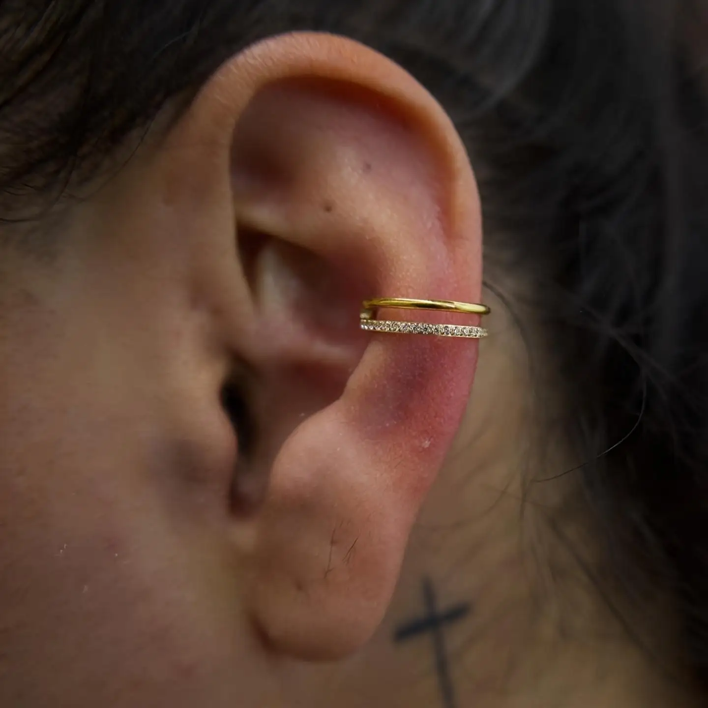 16G التيتانيوم الزيركونيا مزدوجة حلقة حلقة الفضة الذهبية حلقة دايث حلقة أقراط مفصلات ثقب المجوهرات مزدوجة حلقة النظر